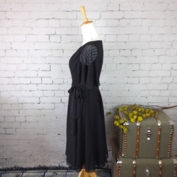 Kate Spade Black Midi Dress with Polka Dot Detail - Picture 2 of 4